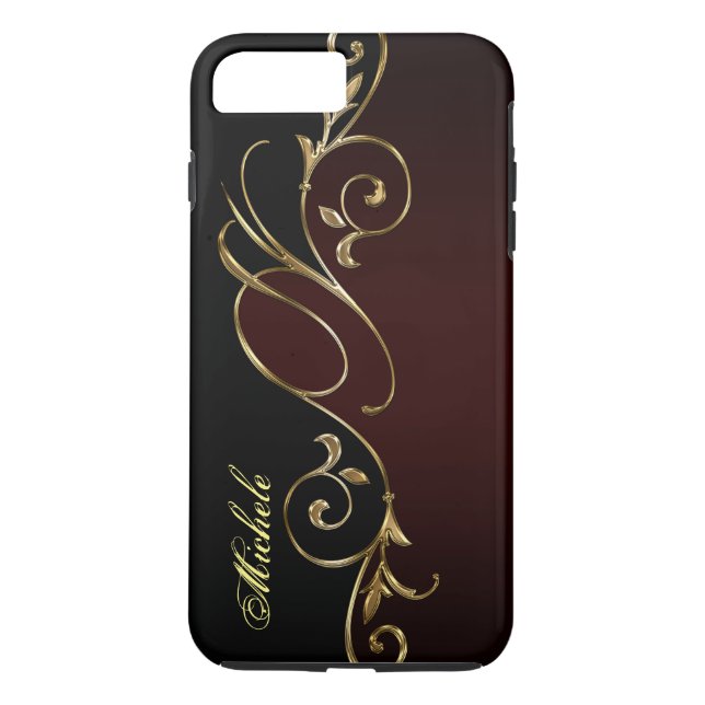 Royal Burgundy Gold iPhone 7 Plus Monogram Case-Mate iPhone Case (Back)