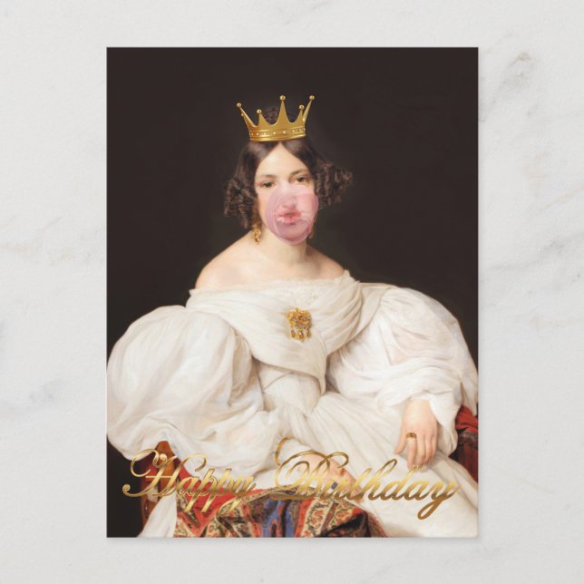 Royal Burst pink bubble gum Diva Happy birthday Postcard (Front)