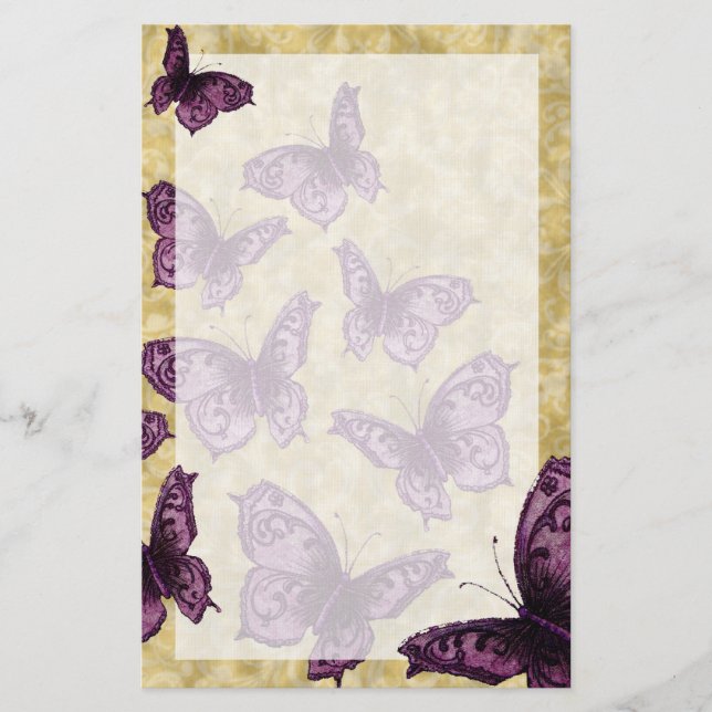 Royal Butterflies (Violet) Stationery (Front)