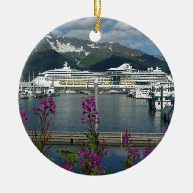 Royal Caribbean in Seward Alaska Ceramic Ornament (Front)