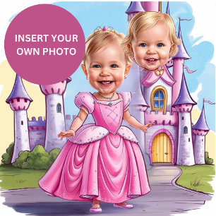 Royal Caricature Princess 4th Birthday Square Sticker