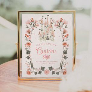 Royal Castle Birthday Sign - Custom Template Pink