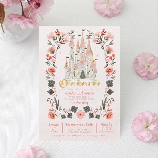 Royal Castle Pink Birthday Invite - Any Age Photo (Creator Uploaded)
