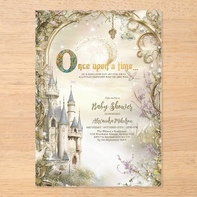 Royal Castle Princess Baby Shower Acrylic Invitations (Front)