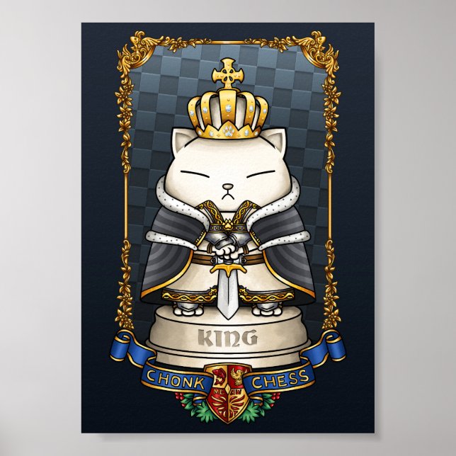 Royal Cat Chess King Piece  Poster (Front)