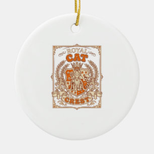Royal Cat Crest Cat Heraldry Coat of Arms Vintage Ceramic Ornament