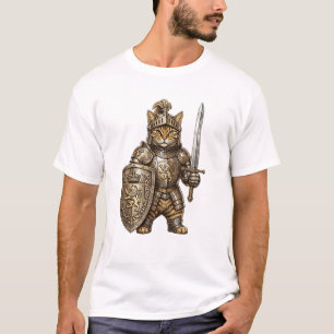 Royal Cat Knight in Golden Armour T-Shirt