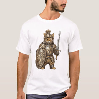 Royal Cat Knight in Golden Armour T-Shirt