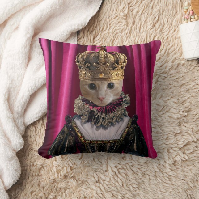 Royal Cat Square Throw Pillow (Blanket)
