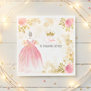Royal celebration pink princess birthday napkin