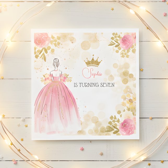 Royal celebration pink princess birthday napkin (Creator Uploaded)