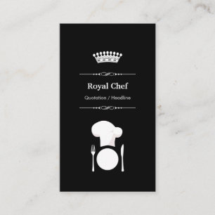 Royal Chef - Professional Modern Black White Business Card