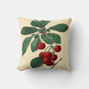 Royal Cherry Botanical Illustration Cushion