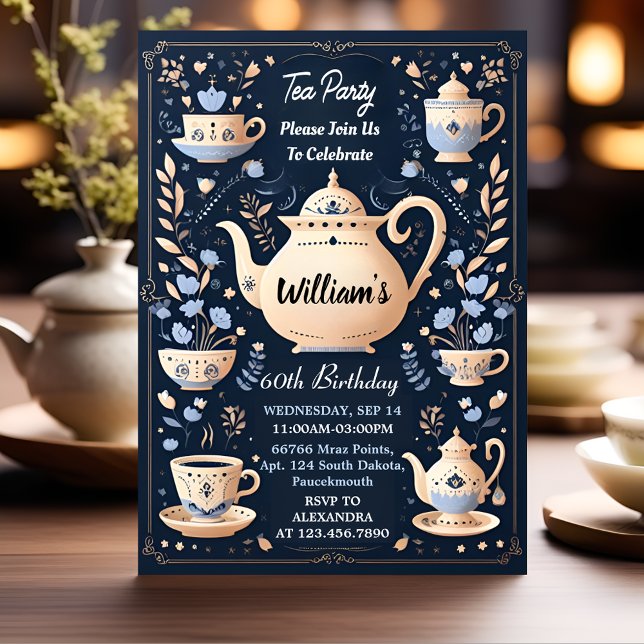 Royal Chic Adult Fairy Tea Party 60th Birthday Invitation (Creator Uploaded)