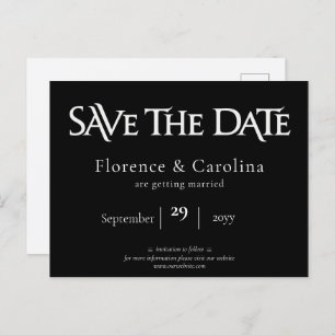 Royal Chic Black Save the Date Postcard