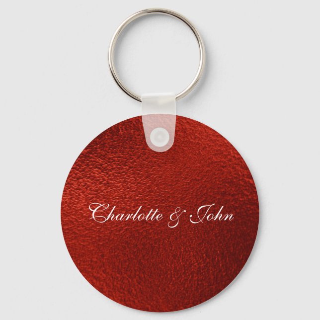 Royal Chic Red Save The Date Key Round Gift Ring (Front)