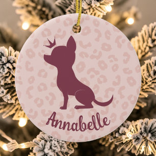 Royal Chihuahua Pet Portrait Silhouette Ceramic Ornament