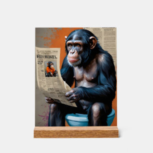 Royal chimp art Pop art chimpanzee Realistic Acrylic Sign