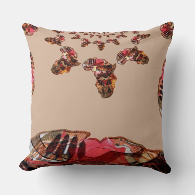 Royal Classic Africa map Cotton Throw Pillow (Front)