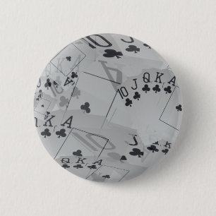 Royal Club Flush Poker Cards Pattern, 6 Cm Round Badge