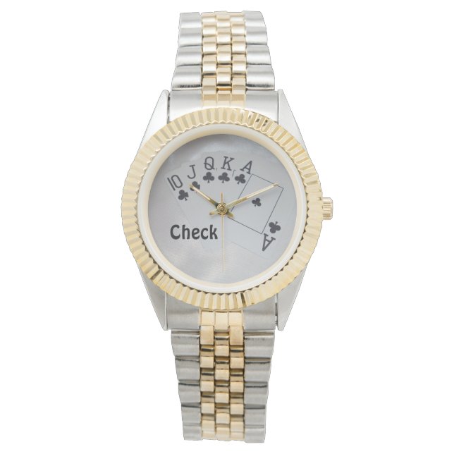 Royal Club Flush Poker Cards Pattern, Watch (Front)