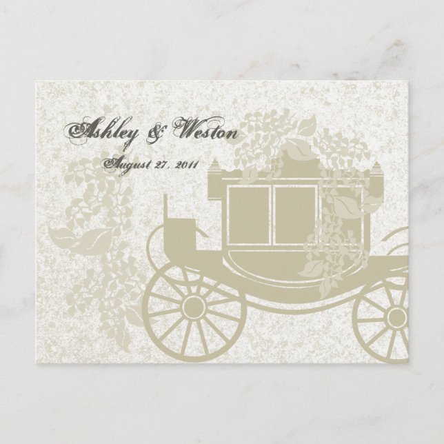 Royal Coach Wedding Response Invitation Postcard (Front)
