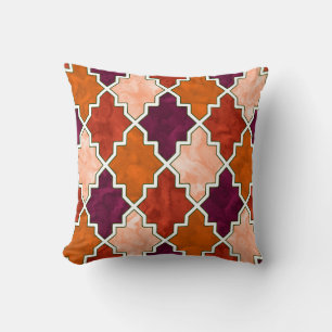 Royal Colourful Tissue Quatrefoil Moroccan Art 3 Cushion
