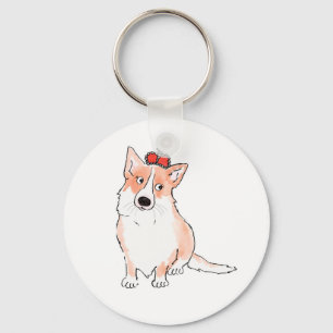 Royal corgi button key ring