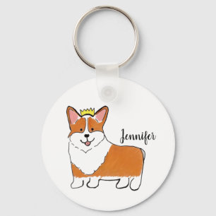 Royal corgi dog personalised key ring