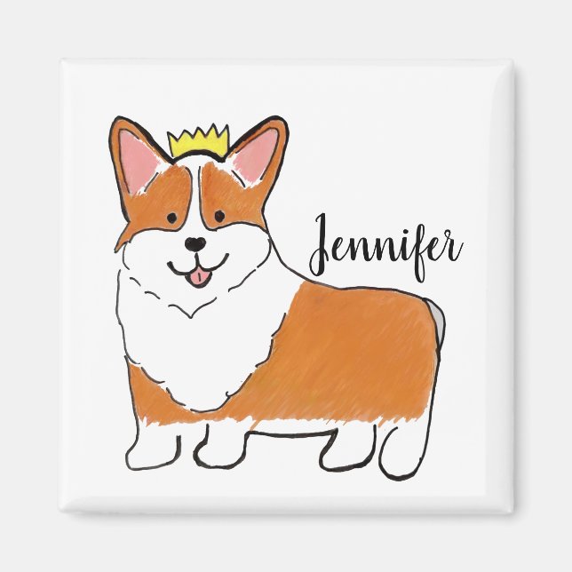 Royal corgi dog personalised  magnet (Front)