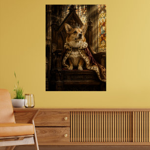 Royal Corgi King Coronation Vintage Oil Painting F Poster