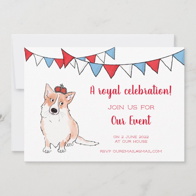 Royal corgi party invitation (Front)