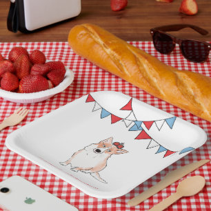 Royal corgi Platinum Jubilee sqjuare paper plate