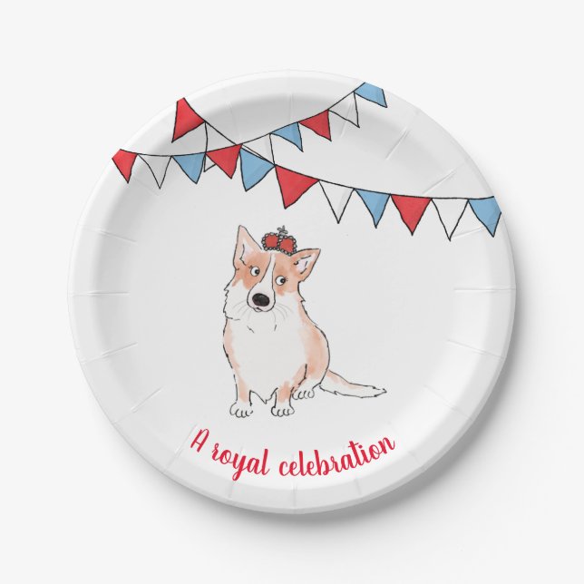 Royal corgi round paper plate (Front)