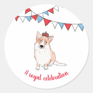 Royal corgi round sticker
