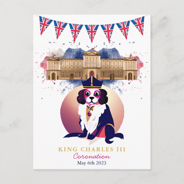 Royal Coronation King Charles Dog Funny  Postcard (Front)