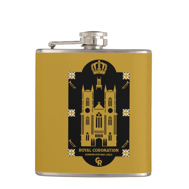 Royal Coronation Westminster Abbey    Hip Flask (Front)