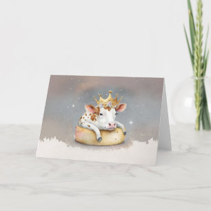 Royal Cow Dreaming on Cheese Throne                Card