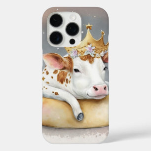 Royal Cow Dreaming on Cheese Throne iPhone 16 Pro Case