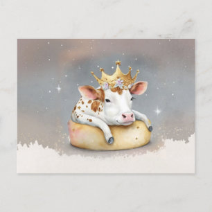 Royal Cow Dreaming on Cheese Throne                Postcard