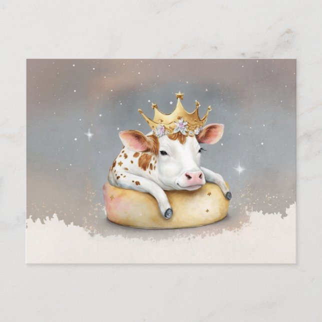 Royal Cow Dreaming on Cheese Throne                Postcard (Front)
