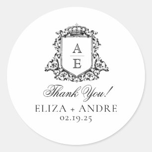 Royal Crest Emblem Monogram Classic Round Sticker