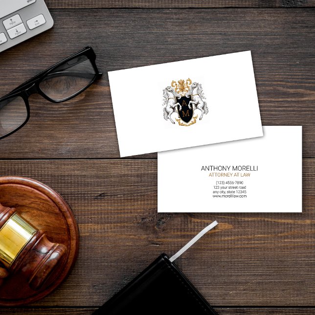 Royal Crest Gold and Silver Attorney at Law Business Card (Creator Uploaded)