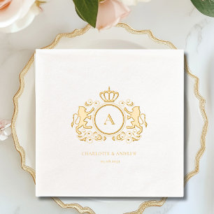 Royal Crest Monogram Foil Wedding  Foil Napkins