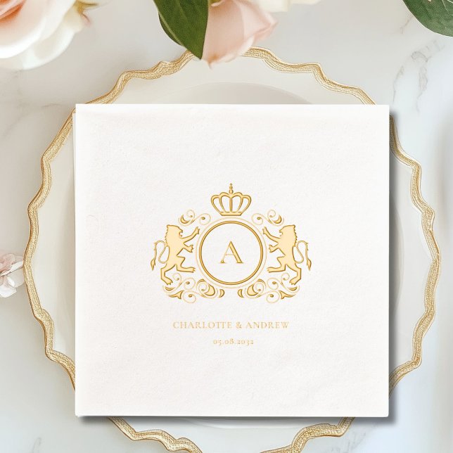 Royal Crest Monogram Foil Wedding  Foil Napkins (Royal Crest Monogram Foil Wedding Foil Napkins)