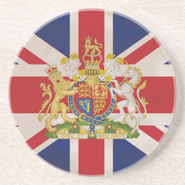 Royal Crest on Union Jack Flag Coaster (Front)