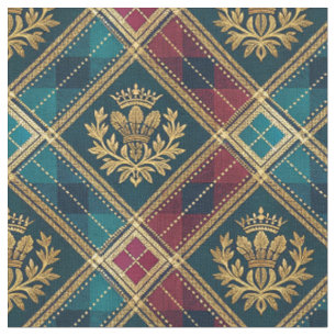 Royal Crest Scottish Tartan Plaid Design Pattern Fabric