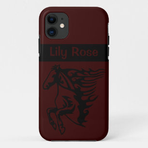 Royal Crimson Pony Horse Bronco Stallion Lineart iPhone 11 Case