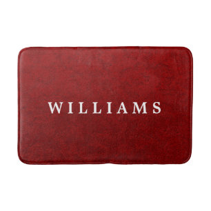 Royal Crimson Velvet Faux Texture Large Bath Mat