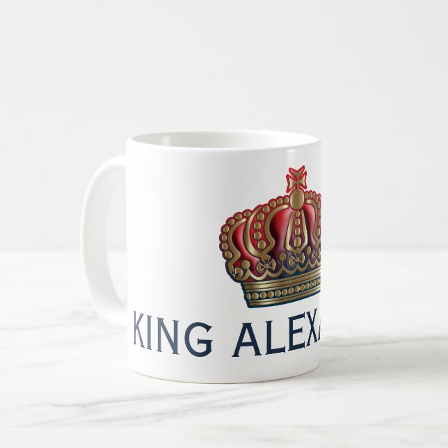 Royal Cross Crown - Gold Blue Red Coffee Mug (Front Left)